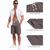 image:imageCOOFANDY Mens Casual Cotton Linen Shorts Elastic Waist Drawstring Shorts Summer Beach VacationDark Grey