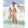 image:imageCOOFANDY Mens Casual Cotton Linen Shorts Elastic Waist Drawstring Shorts Summer Beach VacationDark Khaki