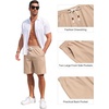 image:imageCOOFANDY Mens Casual Cotton Linen Shorts Elastic Waist Drawstring Shorts Summer Beach VacationDark Khaki