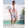 image:imageCOOFANDY Mens Casual Cotton Linen Shorts Elastic Waist Drawstring Shorts Summer Beach VacationLight Grey