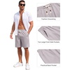 image:imageCOOFANDY Mens Casual Cotton Linen Shorts Elastic Waist Drawstring Shorts Summer Beach VacationLight Grey