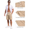 image:imageCOOFANDY Mens Casual Cotton Linen Shorts Elastic Waist Drawstring Shorts Summer Beach VacationLight Khaki