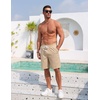 image:imageCOOFANDY Mens Casual Cotton Linen Shorts Elastic Waist Drawstring Shorts Summer Beach VacationLight Khaki