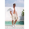 image:imageCOOFANDY Mens Casual Cotton Linen Shorts Elastic Waist Drawstring Shorts Summer Beach VacationLinen Khaki
