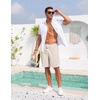 image:imageCOOFANDY Mens Casual Cotton Linen Shorts Elastic Waist Drawstring Shorts Summer Beach VacationLinen Khaki