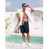 image:imageCOOFANDY Mens Casual Cotton Linen Shorts Elastic Waist Drawstring Shorts Summer Beach VacationNavy Blue