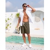 image:imageCOOFANDY Mens Casual Cotton Linen Shorts Elastic Waist Drawstring Shorts Summer Beach VacationOlive Green