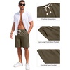 image:imageCOOFANDY Mens Casual Cotton Linen Shorts Elastic Waist Drawstring Shorts Summer Beach VacationOlive Green