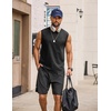 image:imageCOOFANDY Mens Sleeveless Shirts Cotton Workout Tank Tops Muscle Cut Off Shirt Summer Beach Casual Washed TeeBlack