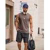image:imageCOOFANDY Mens Sleeveless Shirts Cotton Workout Tank Tops Muscle Cut Off Shirt Summer Beach Casual Washed TeeBrown