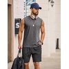image:imageCOOFANDY Mens Sleeveless Shirts Cotton Workout Tank Tops Muscle Cut Off Shirt Summer Beach Casual Washed TeeDark Gray