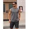 image:imageCOOFANDY Mens Sleeveless Shirts Cotton Workout Tank Tops Muscle Cut Off Shirt Summer Beach Casual Washed TeeDark Gray