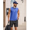 image:imageCOOFANDY Mens Sleeveless Shirts Cotton Workout Tank Tops Muscle Cut Off Shirt Summer Beach Casual Washed TeeLight Blue