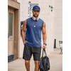 image:imageCOOFANDY Mens Sleeveless Shirts Cotton Workout Tank Tops Muscle Cut Off Shirt Summer Beach Casual Washed TeeNavy Blue