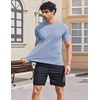 image:imageCOOFANDY Mens Swim Shirt Short Sleeve UPF 50 Sun Shirts Rash Guard Quick Dry Beach Water T Shirts for MenLight Blue