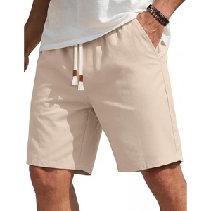 image:imageCOOFANDY Mens Casual Cotton Linen Shorts Elastic Waist Drawstring Shorts Summer Beach VacationBeige