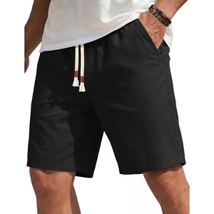 image:imageCOOFANDY Mens Casual Cotton Linen Shorts Elastic Waist Drawstring Shorts Summer Beach VacationBlack