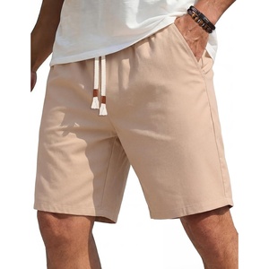 image:imageCOOFANDY Mens Casual Cotton Linen Shorts Elastic Waist Drawstring Shorts Summer Beach VacationDark Khaki