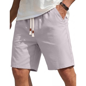 image:imageCOOFANDY Mens Casual Cotton Linen Shorts Elastic Waist Drawstring Shorts Summer Beach VacationLight Grey