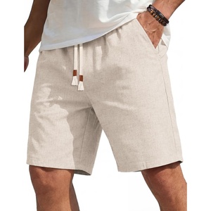image:imageCOOFANDY Mens Casual Cotton Linen Shorts Elastic Waist Drawstring Shorts Summer Beach VacationLinen Khaki