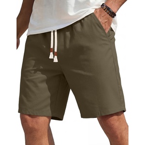 image:imageCOOFANDY Mens Casual Cotton Linen Shorts Elastic Waist Drawstring Shorts Summer Beach VacationOlive Green
