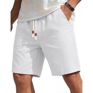 image:imageCOOFANDY Mens Casual Cotton Linen Shorts Elastic Waist Drawstring Shorts Summer Beach VacationWhite