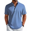 image:imageCOOFANDY Mens Henley Shirt Short Sleeve Casual TShirt Summer Beach Hippie Henley Tee ShirtBlue  Striped