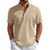image:imageCOOFANDY Mens Henley Shirt Short Sleeve Casual TShirt Summer Beach Hippie Henley Tee ShirtLight Khaki