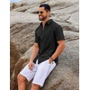image:imageCOOFANDY Mens Button Down Short Sleeve Shirt Casual Cotton Summer Beach Wedding Linen Shirts with PocketBlack