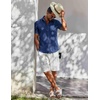 image:imageCOOFANDY Mens Button Down Short Sleeve Shirt Casual Cotton Summer Beach Wedding Linen Shirts with PocketDenim Blue