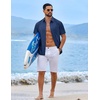 image:imageCOOFANDY Mens Button Down Short Sleeve Shirt Casual Cotton Summer Beach Wedding Linen Shirts with PocketDenim Blue