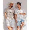 image:imageCOOFANDY Mens Button Down Short Sleeve Shirt Casual Cotton Summer Beach Wedding Linen Shirts with PocketKhaki
