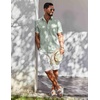 image:imageCOOFANDY Mens Button Down Short Sleeve Shirt Casual Cotton Summer Beach Wedding Linen Shirts with PocketLight Green
