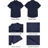 image:imageCOOFANDY Mens Button Down Short Sleeve Shirt Casual Cotton Summer Beach Wedding Linen Shirts with PocketNavy Blue