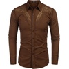 image:imageCOOFANDY Mens Western Shirts Long Sleeve Embroideres Cowboy Shirts Casual Button Down Shirt01coffeepattern1