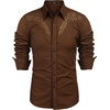 image:imageCOOFANDY Mens Western Shirts Long Sleeve Embroideres Cowboy Shirts Casual Button Down Shirt01coffeepattern1