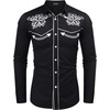 image:imageCOOFANDY Mens Western Shirts Long Sleeve Embroideres Cowboy Shirts Casual Button Down ShirtBlack  White