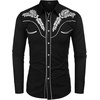 image:imageCOOFANDY Mens Western Shirts Long Sleeve Embroideres Cowboy Shirts Casual Button Down ShirtBlack  Whitepattern1