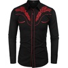 image:imageCOOFANDY Mens Western Shirts Long Sleeve Embroideres Cowboy Shirts Casual Button Down ShirtBlackpattern1