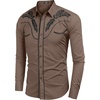 image:imageCOOFANDY Mens Western Shirts Long Sleeve Embroideres Cowboy Shirts Casual Button Down ShirtKhaki Pattern1