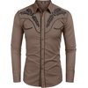 image:imageCOOFANDY Mens Western Shirts Long Sleeve Embroideres Cowboy Shirts Casual Button Down ShirtKhaki Pattern1