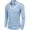 image:imageCOOFANDY Mens Western Shirts Long Sleeve Embroideres Cowboy Shirts Casual Button Down ShirtLight Blue
