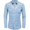 image:imageCOOFANDY Mens Western Shirts Long Sleeve Embroideres Cowboy Shirts Casual Button Down ShirtLight Blue