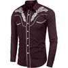 image:imageCOOFANDY Mens Western Shirts Long Sleeve Embroideres Cowboy Shirts Casual Button Down ShirtWine Redwhite