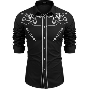 image:imageCOOFANDY Mens Western Shirts Long Sleeve Embroideres Cowboy Shirts Casual Button Down ShirtBlack Pattern3