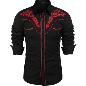 image:imageCOOFANDY Mens Western Shirts Long Sleeve Embroideres Cowboy Shirts Casual Button Down ShirtBlackpattern1