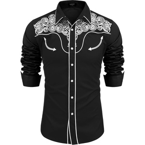 image:imageCOOFANDY Mens Western Shirts Long Sleeve Embroideres Cowboy Shirts Casual Button Down ShirtBlackpattern2