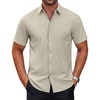 image:imageCOOFANDY Mens Short Sleeve Button Down Shirts Casual Summer Dress Untucked ShirtsKhaki