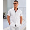 image:imageCOOFANDY Mens Dress Shirt Wrinkle Free Regular Fit Stretch Short Sleeve Button Down ShirtsWhiteblack