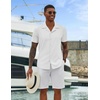 image:imageCOOFANDY Mens Short Sleeve Shirts Casual Button Down Shirts Cuban Textured Summer Beach ShirtsWhite